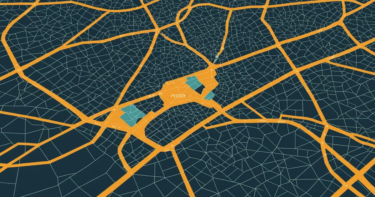 Map showing postcode regions with highlighted gaps in service coverage in amber against a teal map
